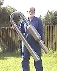 Bruce Simpson with his Lockwood engine prototype - photo used by permission